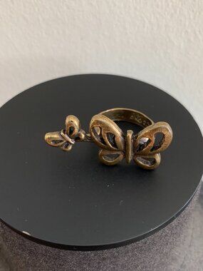 Avant Garde Paris Los Angeles VINTAGE Designer open BUTTERFLY bronze copper ring